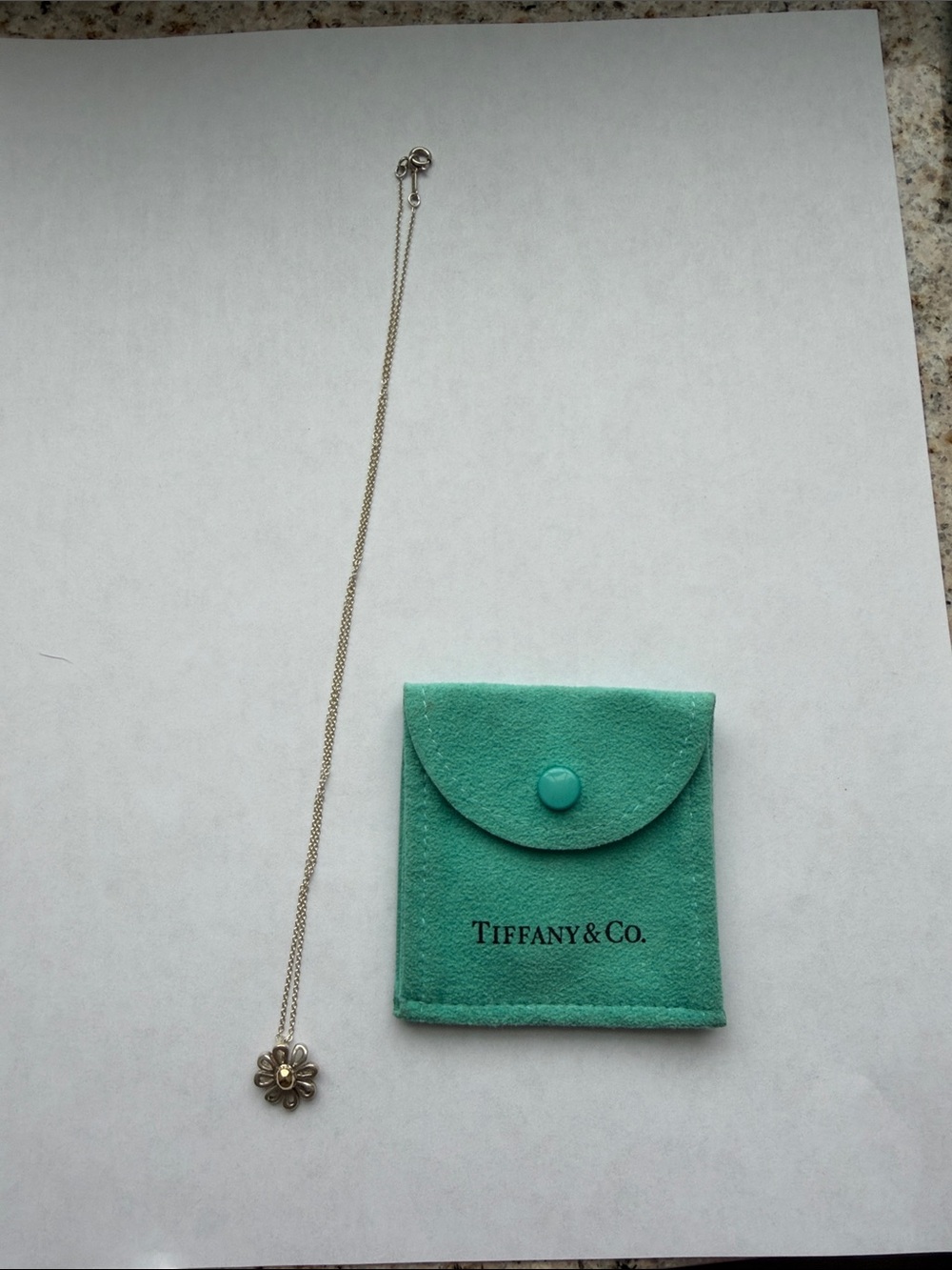 Tiffany & Co. Sterling Silver Flower Pendant Necklace with Gold Accent